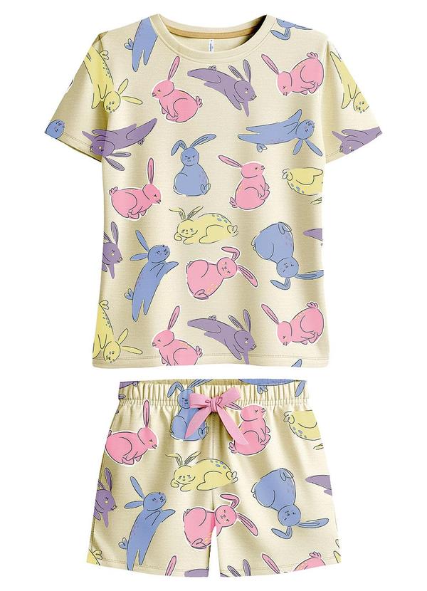 Pijama Coelhinhos Brilha no Escuro Amarelo