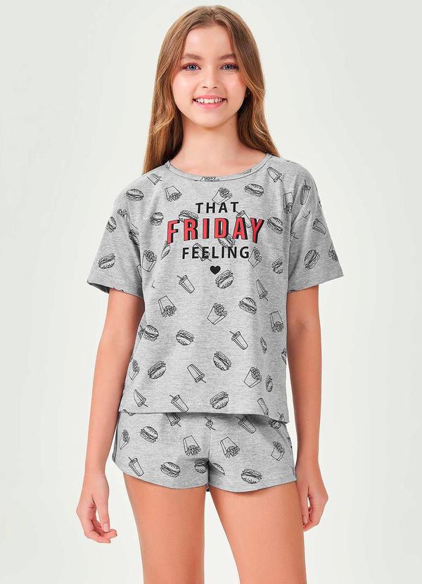 Vista 2 Pijama Curto Feminino Infantil Mescla Espaço Pijama Espaço Pijama