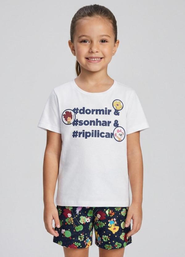 Vista 2 Pijama Curto Malha Menina Mundo Ripilica Branco Lilica Ripilica Lilica Ripilica