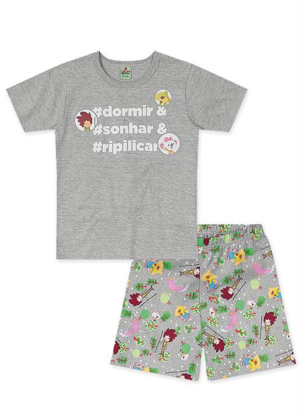 Vista 2 Pijama Curto Malha Menina Mundo Ripilica Cinza Lilica Ripilica Lilica Ripilica