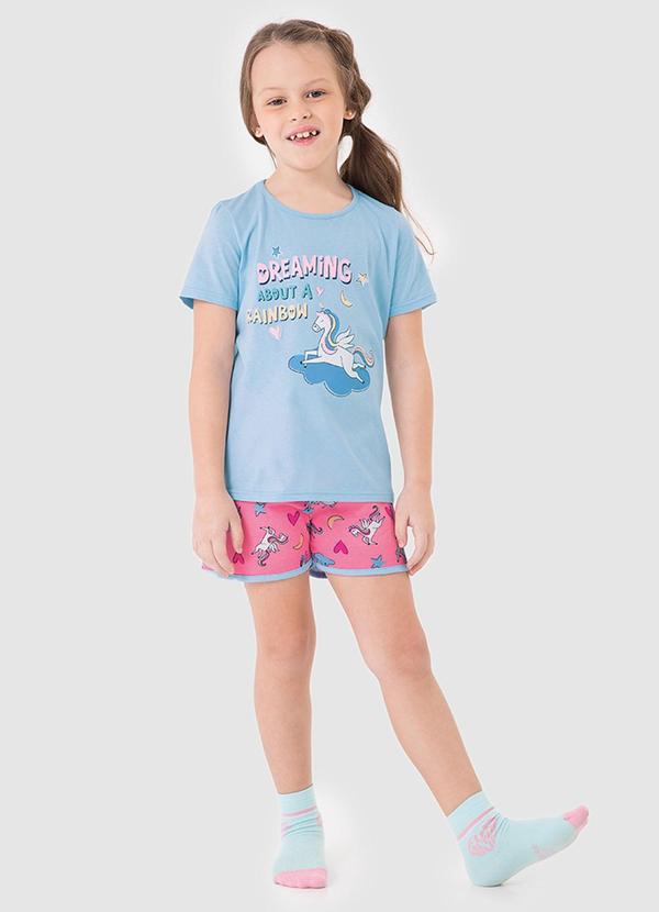Pijama Dreaming que Brilha no Escuro Azul Pastel
