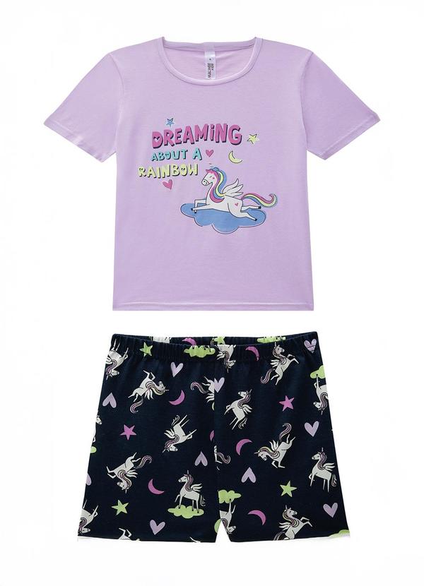 Pijama Dreaming que Brilha no Escuro Lilás
