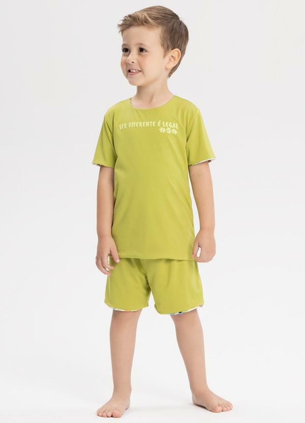 Pijama Dupla Face com Shorts e Camiseta Verde