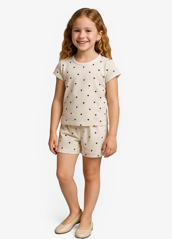 Pijama Feminino Infantil Bege