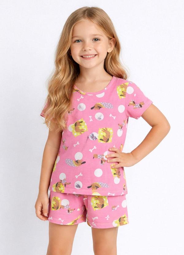 Pijama Feminino Infantil Estampado Rosa
