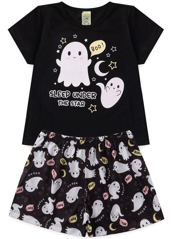 Vista 2 Pijama Feminino Verão Boo Preto Atelie Da Crianca Atelie Da Crianca