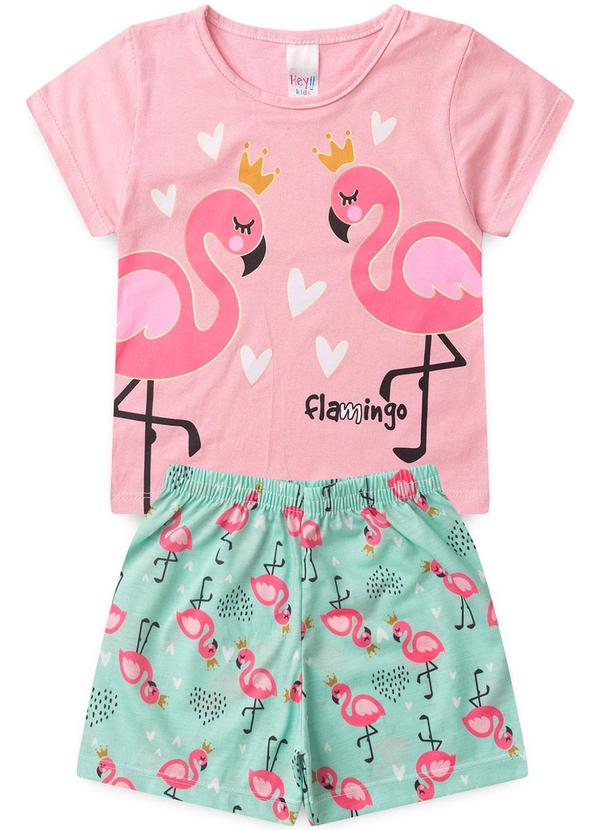 Vista 2 Pijama Feminino Verão Flamingo Rosa Atelie Da Crianca Atelie Da Crianca