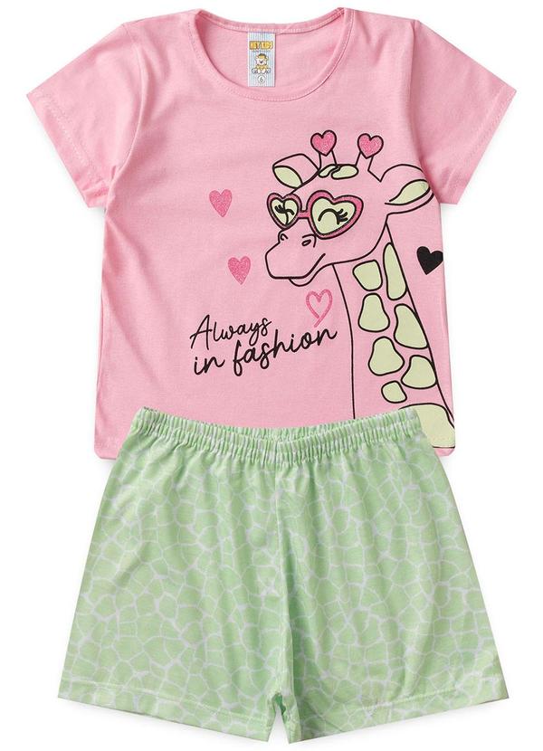 Vista 2 Pijama Feminino Verão Girafa Rosa Atelie Da Crianca Atelie Da Crianca