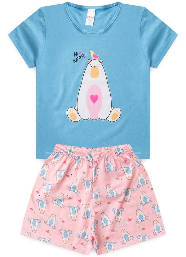 Vista 2 Pijama Feminino Verão Hi Bear Azul Atelie Da Crianca Atelie Da Crianca