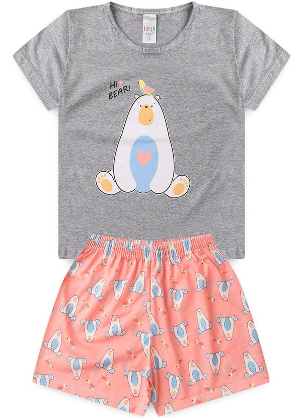 Vista 2 Pijama Feminino Verão Hi Bear Cinza Atelie Da Crianca Atelie Da Crianca
