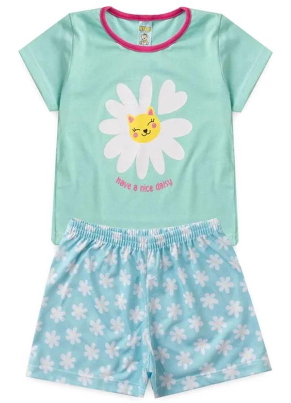 Vista 2 Pijama Feminino Verão Nice Daisy Azul Atelie Da Crianca Atelie Da Crianca