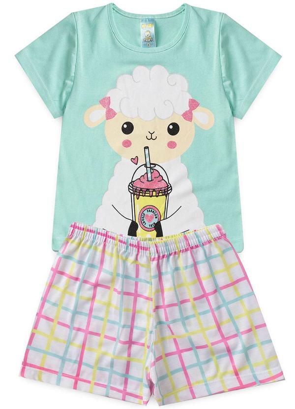 Vista 2 Pijama Feminino Verão Ovelha Azul Atelie Da Crianca Atelie Da Crianca
