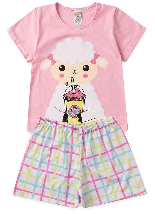 Vista 2 Pijama Feminino Verão Ovelha Rosa Atelie Da Crianca Atelie Da Crianca