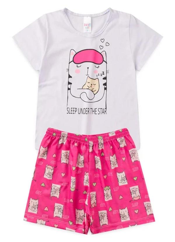 Vista 2 Pijama Feminino Verão Sleep Cat Branco Atelie Da Crianca Atelie Da Crianca