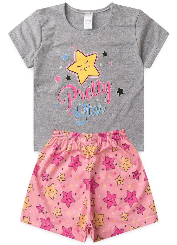 Vista 2 Pijama Feminino Verão Star Cinza Atelie Da Crianca Atelie Da Crianca
