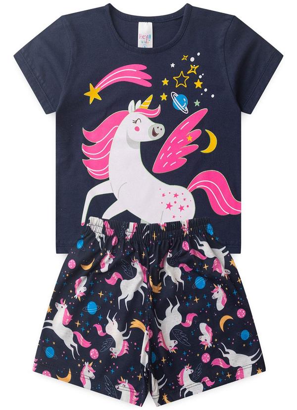 Vista 2 Pijama Feminino Verão Unicornio Azul Atelie Da Crianca Atelie Da Crianca