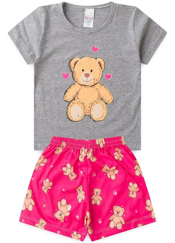 Vista 2 Pijama Feminino Verão Ursinho Cinza Atelie Da Crianca Atelie Da Crianca