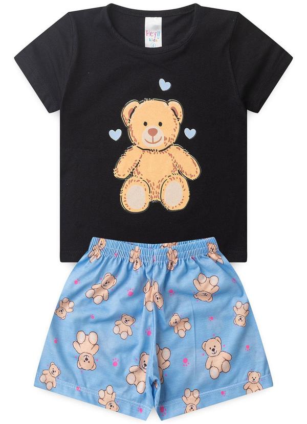 Vista 2 Pijama Feminino Verão Ursinho Preto Atelie Da Crianca Atelie Da Crianca