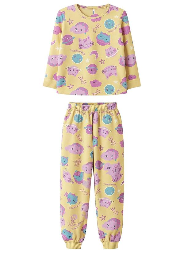 Pijama Galáxia que Brilha no Escuro Amarelo