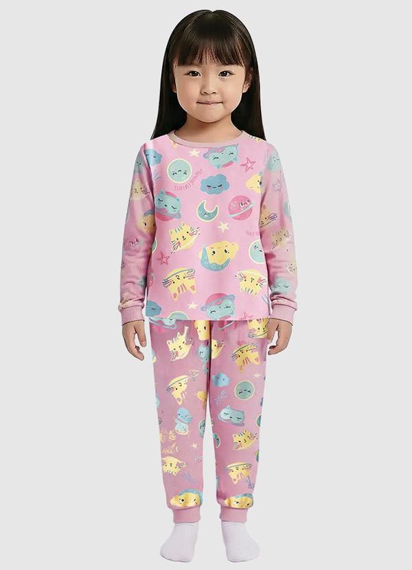Pijama Galáxia que Brilha no Escuro Rosa