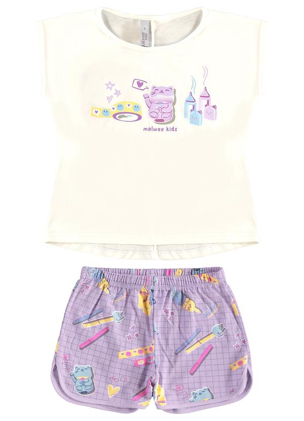Vista 2 Pijama Gatinho que Brilha no Escuro Off White Malwee Kids Malwee Kids
