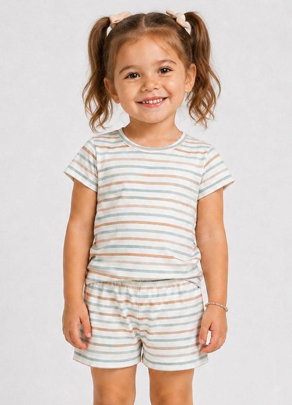 Pijama Infantil Blusa com Shorts Bege