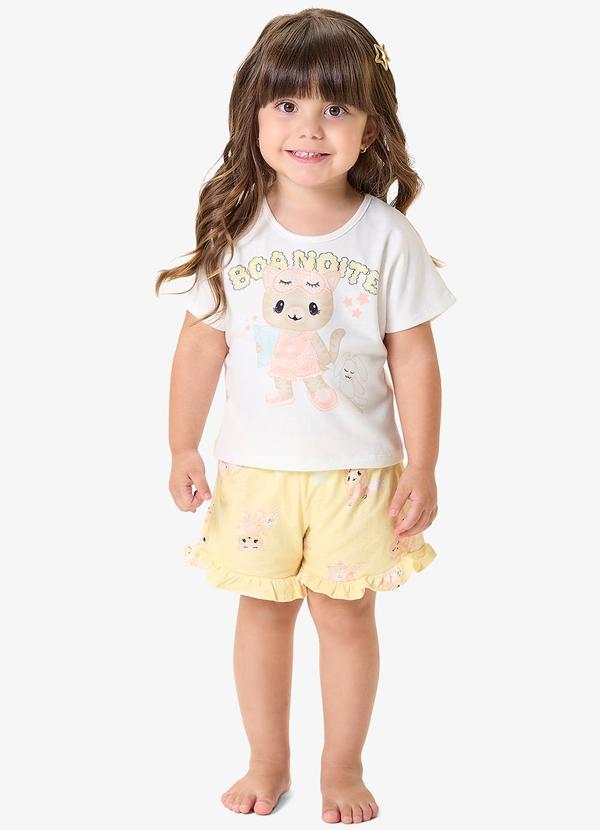 Pijama Infantil Blusa com Shorts Bege