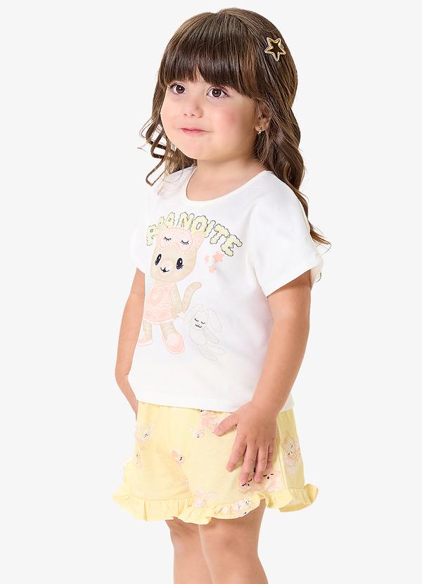 Pijama Infantil Blusa com Shorts Bege