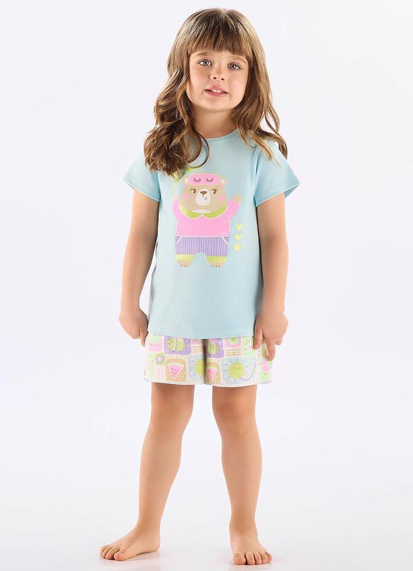 Pijama Infantil Blusa Short Azul