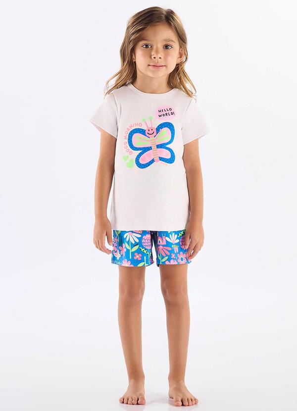 Pijama Infantil Blusa Short Branco