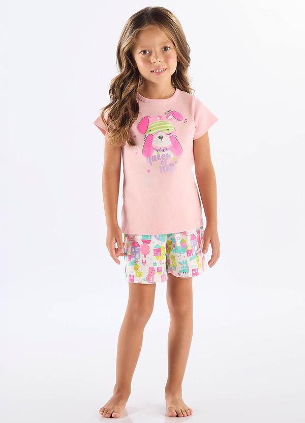 Pijama Infantil Blusa Short Rosa