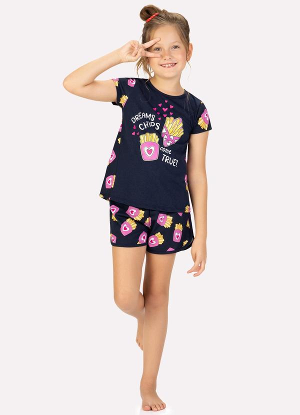 Pijama Infantil Brilha no Escuro Azul Marinho