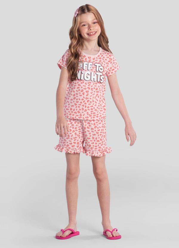 Pijama Infantil de Oncinha Brilha no Escuro Rosa