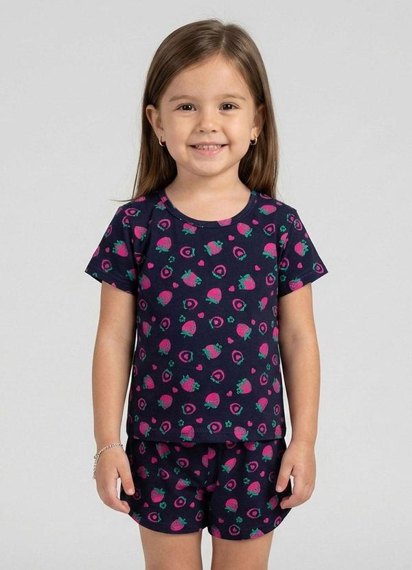 Pijama Infantil Feminino Blusa e Short Azul