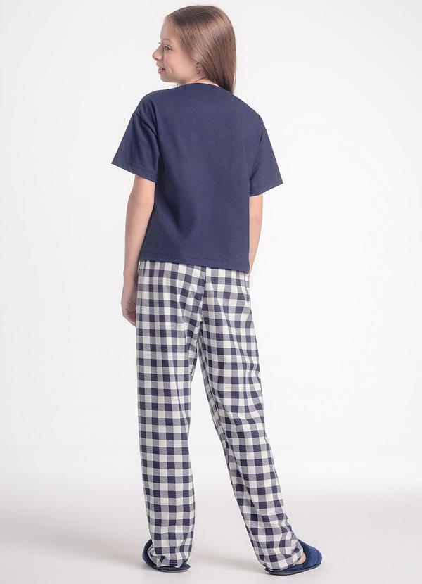 Pijama Infantil Manga Curta com Calça Azul