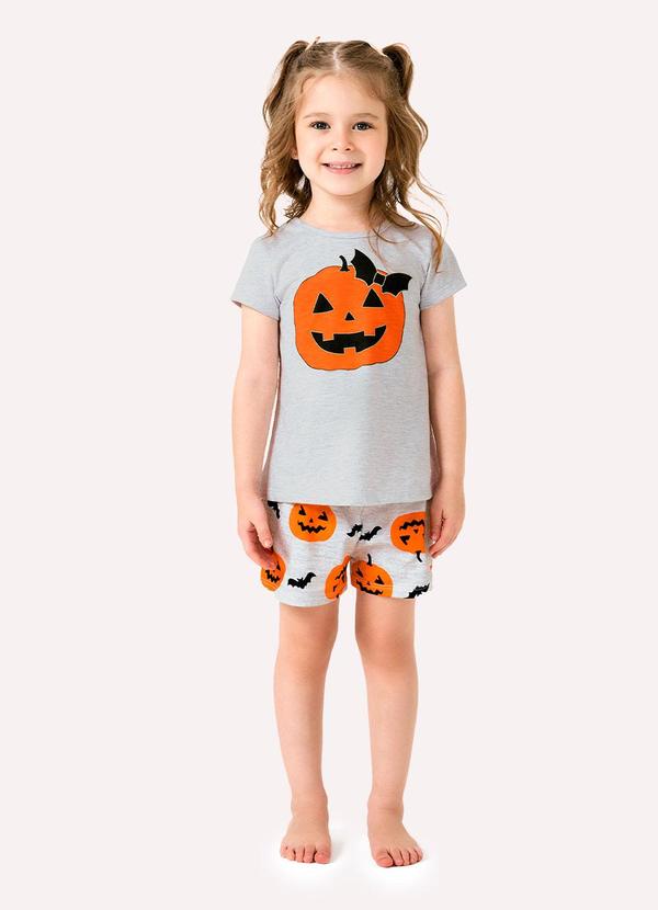 Vista 2 Pijama Infantil Menina Abóbora Mescla Kyly Kyly