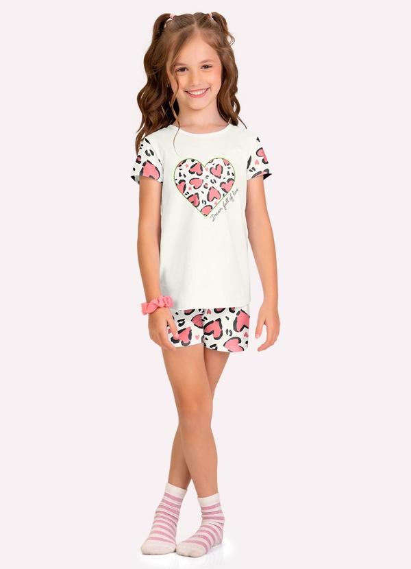 Pijama Infantil Menina Animal Print Branco
