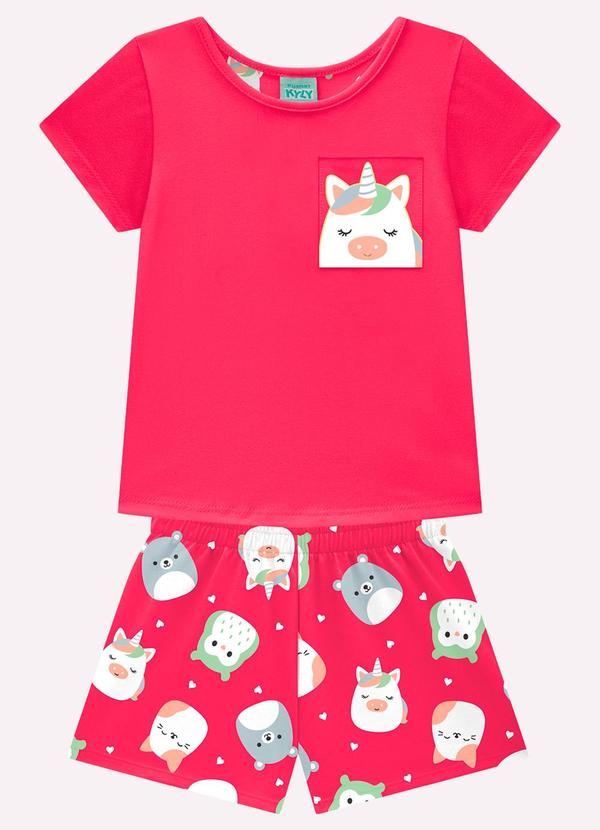Pijama Infantil Menina Bordado Rosa