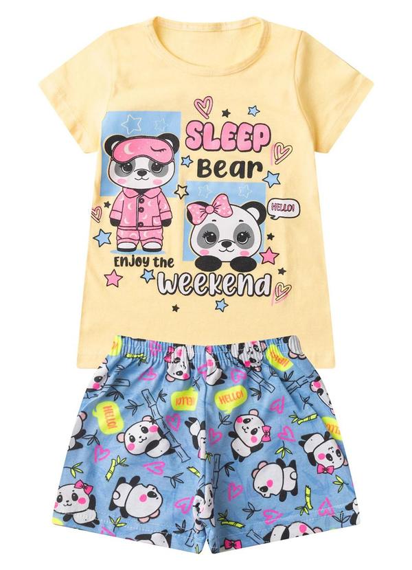 Pijama Infantil Menina Brilha no Escuro Amarelo