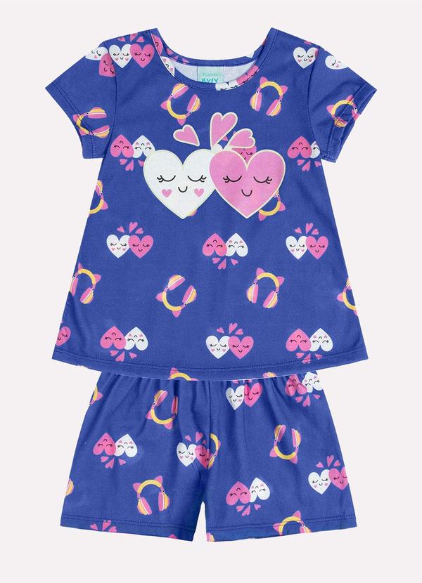 Pijama Infantil Menina Brilha no Escuro Azul