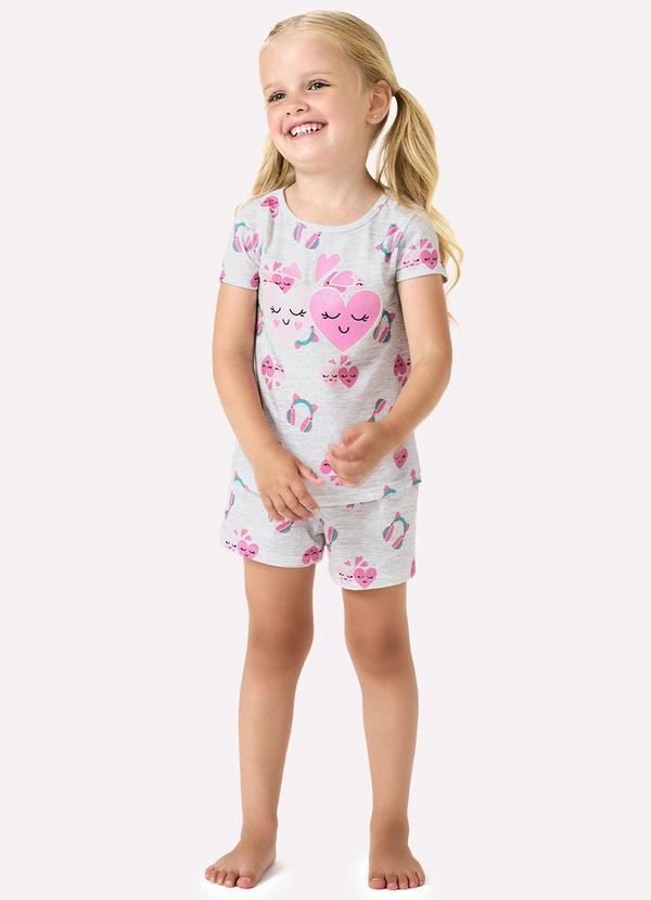 Pijama Infantil Menina Brilha no Escuro Cinza