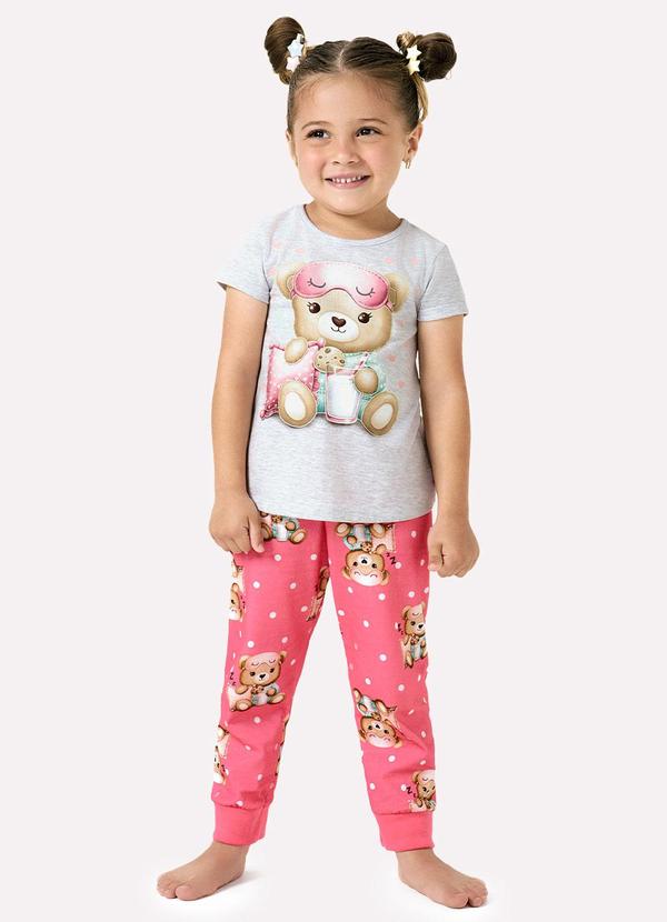 Pijama Infantil Menina Brilha no Escuro Cinza
