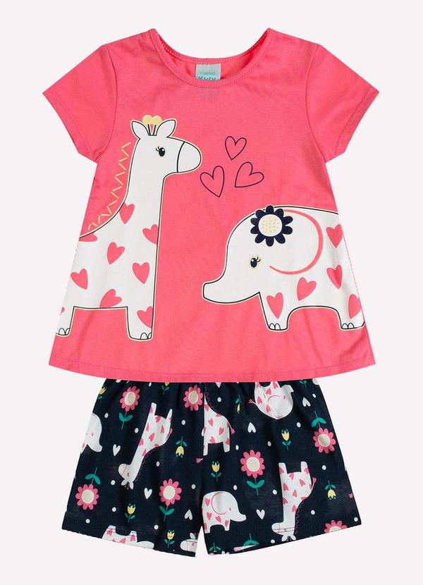 Pijama Infantil Menina Brilha no Escuro Rosa