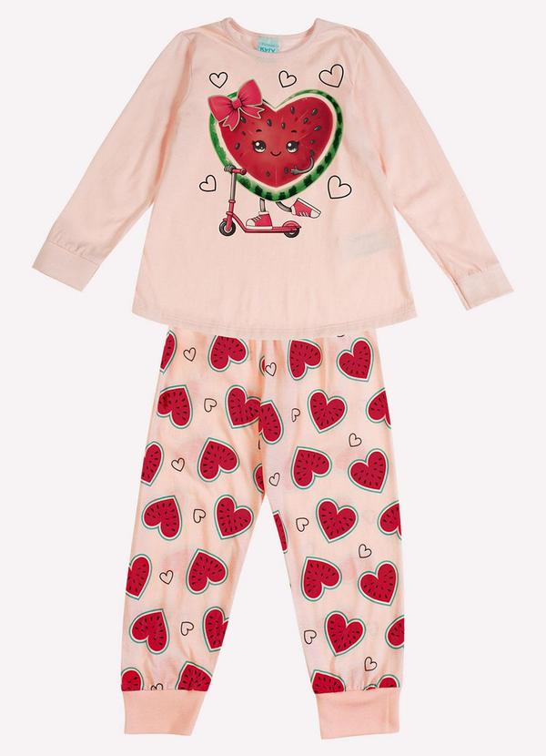 Pijama Infantil Menina Brilha no Escuro Rosa