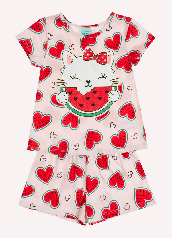 Pijama Infantil Menina Brilha no Escuro Rosa