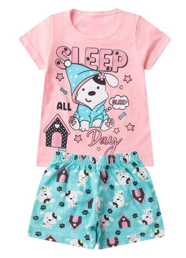 Pijama Infantil Menina Brilha no Escuro Rosa