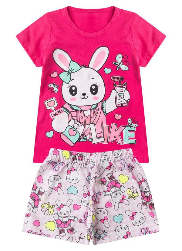 Pijama Infantil Menina Brilha no Escuro Rosa
