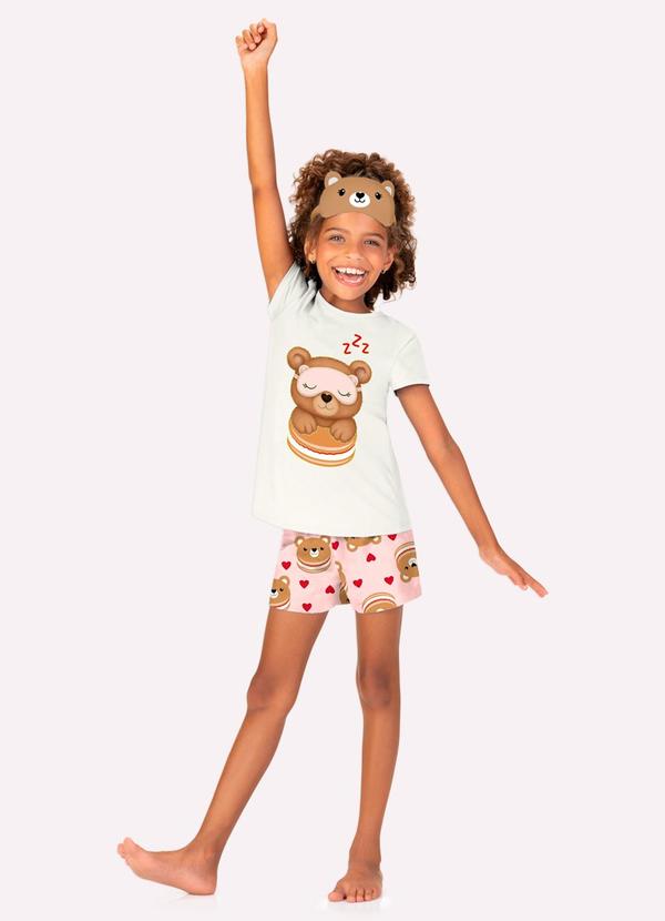 Pijama Infantil Menina com Máscara Branco