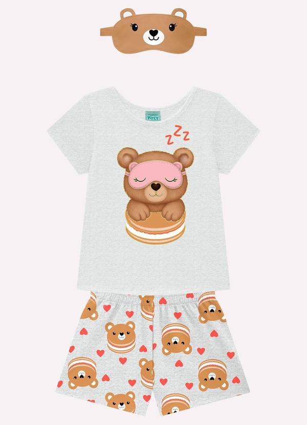 Pijama Infantil Menina com Máscara Cinza