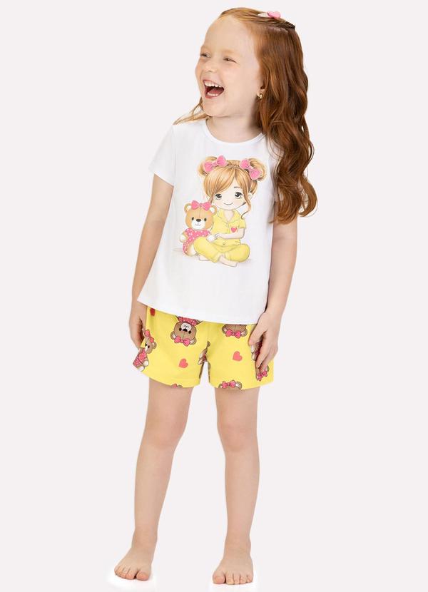 Pijama Infantil Menina em Algodão Branco